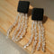 Original Black Wood Gemstone Tassel Earrings - floysun