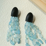 Original Black Wood Gemstone Tassel Earrings - floysun