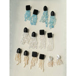 Original Black Wood Gemstone Tassel Earrings - floysun