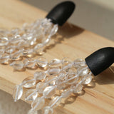 Original Black Wood Gemstone Tassel Earrings - floysun