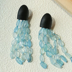 Original Black Wood Gemstone Tassel Earrings - floysun
