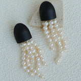 Original Black Wood Gemstone Tassel Earrings - floysun