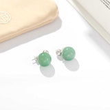 Original Brushed S925 Silver & Green Aventurine Drop Earrings - floysun