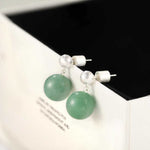 Original Brushed S925 Silver & Green Aventurine Drop Earrings - floysun