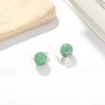 Original Brushed S925 Silver & Green Aventurine Drop Earrings - floysun