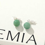 Original Brushed S925 Silver & Green Aventurine Drop Earrings - floysun