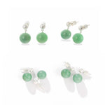 Original Brushed S925 Silver & Green Aventurine Drop Earrings - floysun