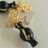 Original Design – Ebony Vase & Lace Vintage Aesthetic Earrings - floysun