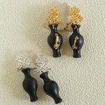 Original Design – Ebony Vase & Lace Vintage Aesthetic Earrings - floysun