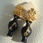 Original Design – Ebony Vase & Lace Vintage Aesthetic Earrings - floysun