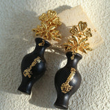 Original Design – Ebony Vase & Lace Vintage Aesthetic Earrings - floysun