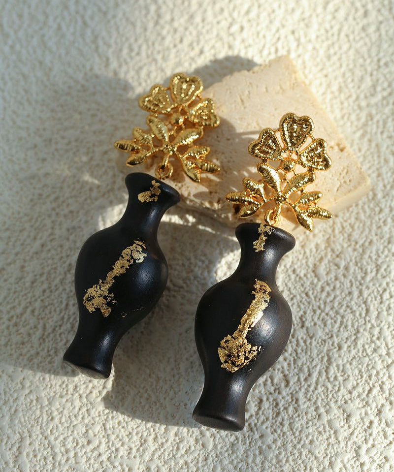 Original Design – Ebony Vase & Lace Vintage Aesthetic Earrings - floysun