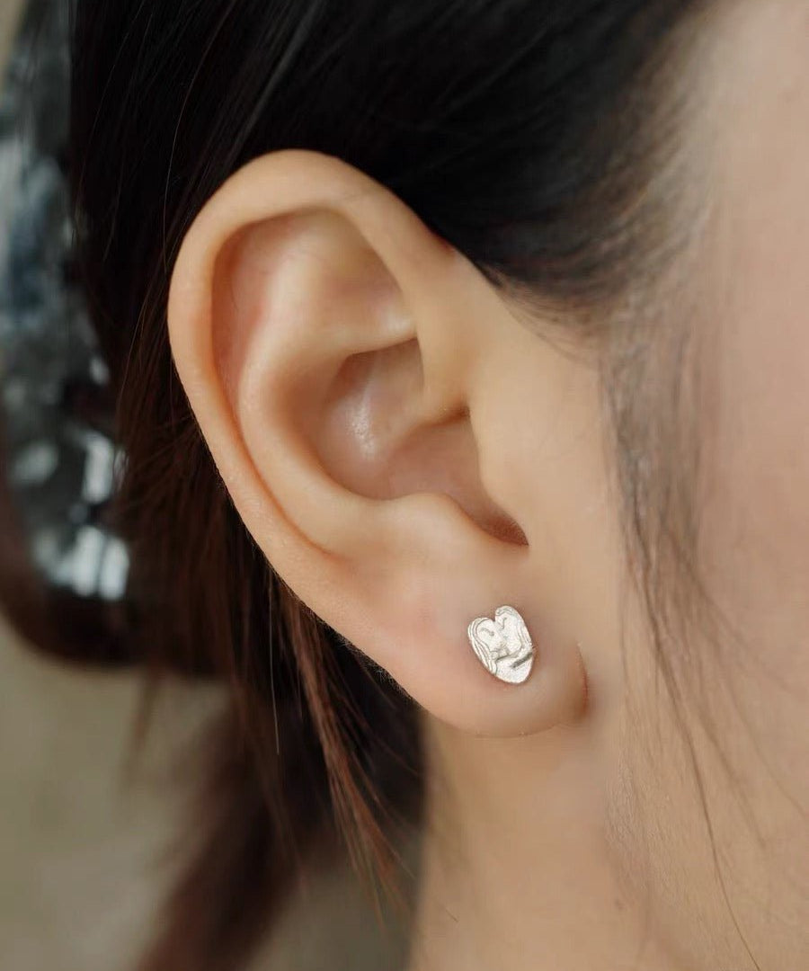 Original Design Embracing Heart Stud Earrings - floysun