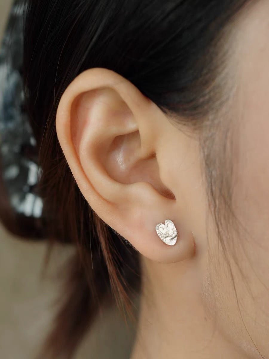 Original Design Embracing Heart Stud Earrings - floysun