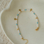 Original Design Freshwater Pearl & Blue Turquoise Tiny Flower Beaded Bracelet - floysun