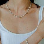 Original Design Freshwater Pearl & Blue Turquoise Tiny Flower Beaded Bracelet - floysun