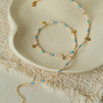 Original Design Freshwater Pearl & Blue Turquoise Tiny Flower Pendant Necklace - floysun