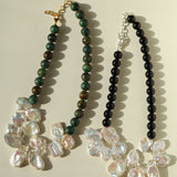 Original Designer Petal Pearl Statement Necklace - floysun