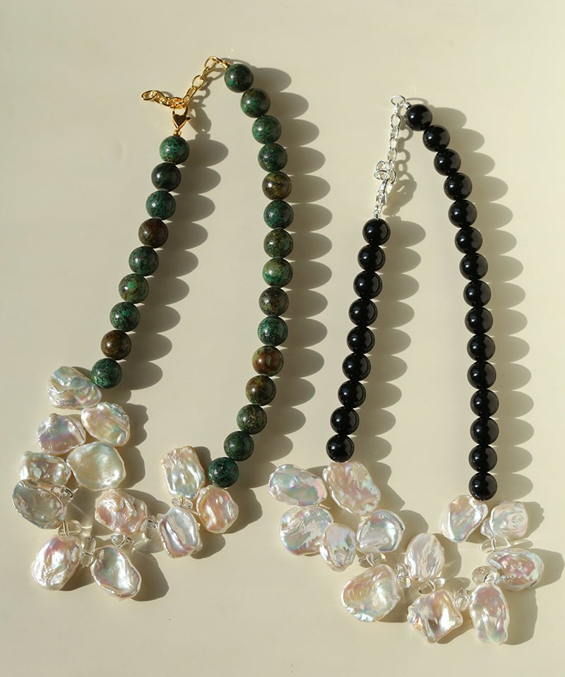 Original Designer Petal Pearl Statement Necklace - floysun