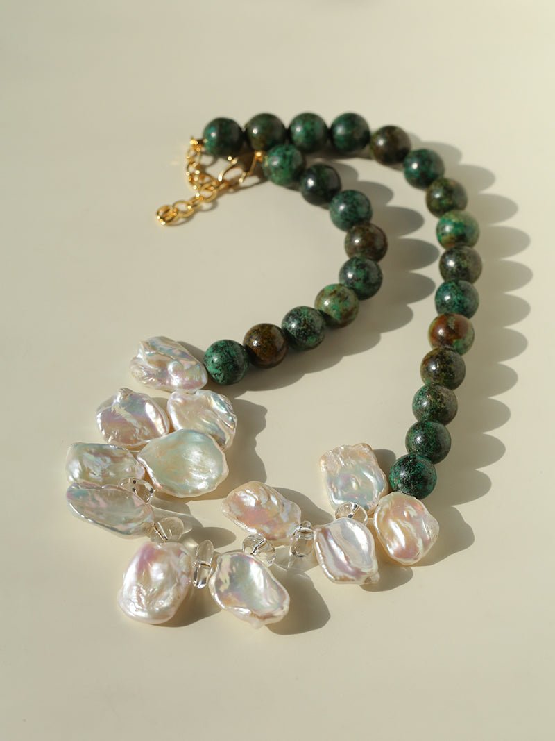 Original Designer Petal Pearl Statement Necklace - floysun