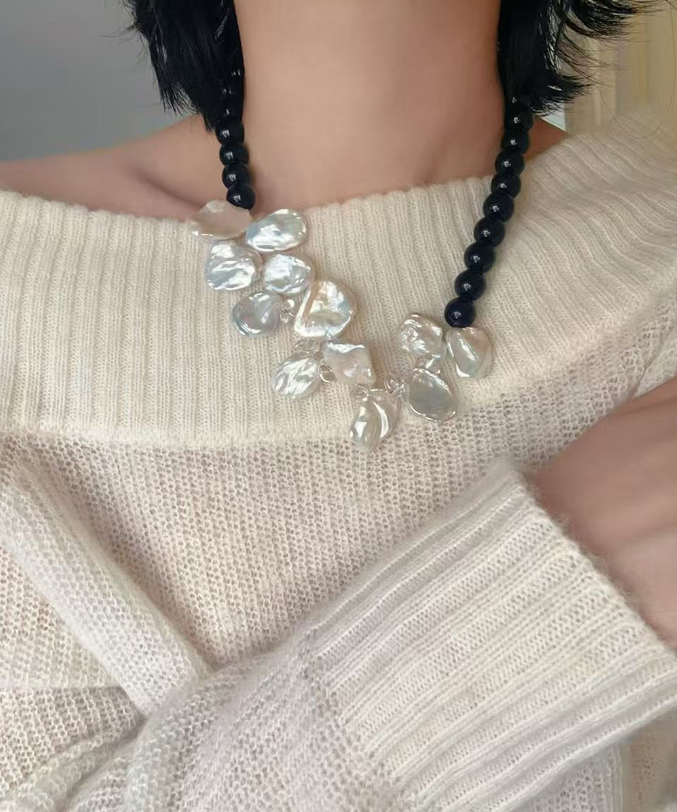 Original Designer Petal Pearl Statement Necklace - floysun