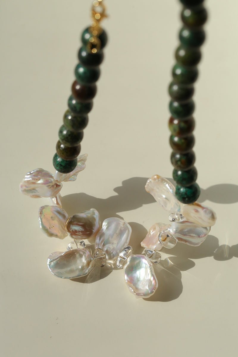 Original Designer Petal Pearl Statement Necklace - floysun