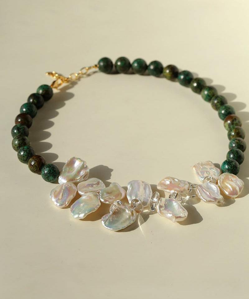 Original Designer Petal Pearl Statement Necklace - floysun