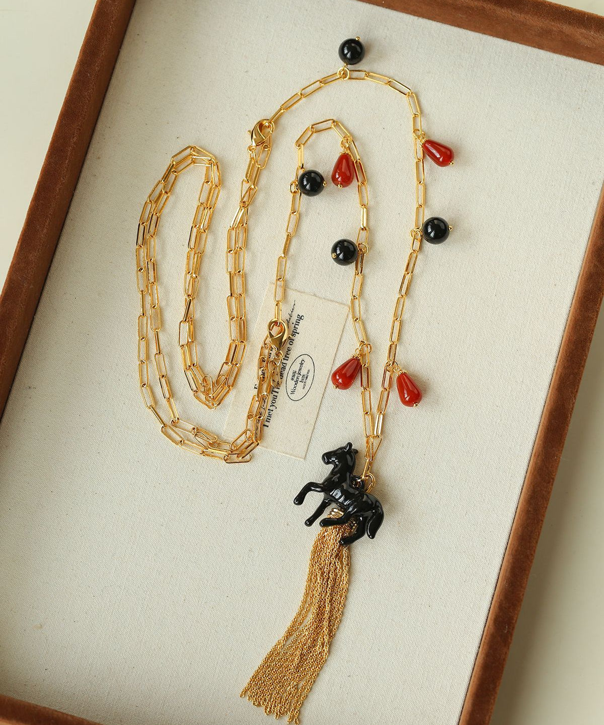 Original Enamel Horse Tassel Back Necklace - floysun