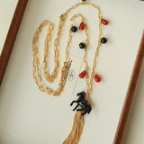 Original Enamel Horse Tassel Back Necklace - floysun