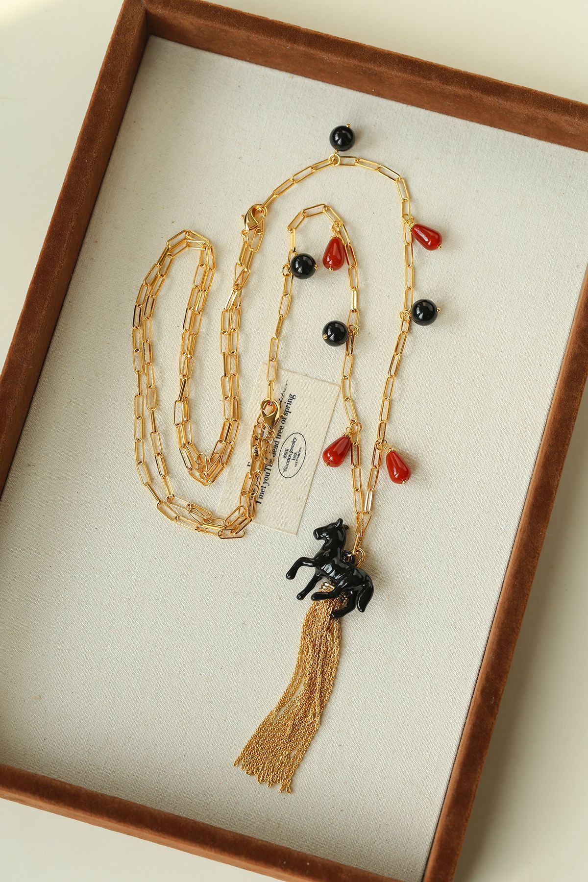 Original Enamel Horse Tassel Back Necklace - floysun
