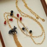 Original Enamel Horse Tassel Back Necklace - floysun