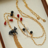 Original Enamel Horse Tassel Back Necklace - floysun