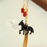 Original Enamel Horse Tassel Back Necklace - floysun