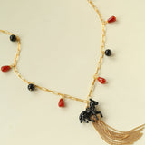 Original Enamel Horse Tassel Back Necklace - floysun