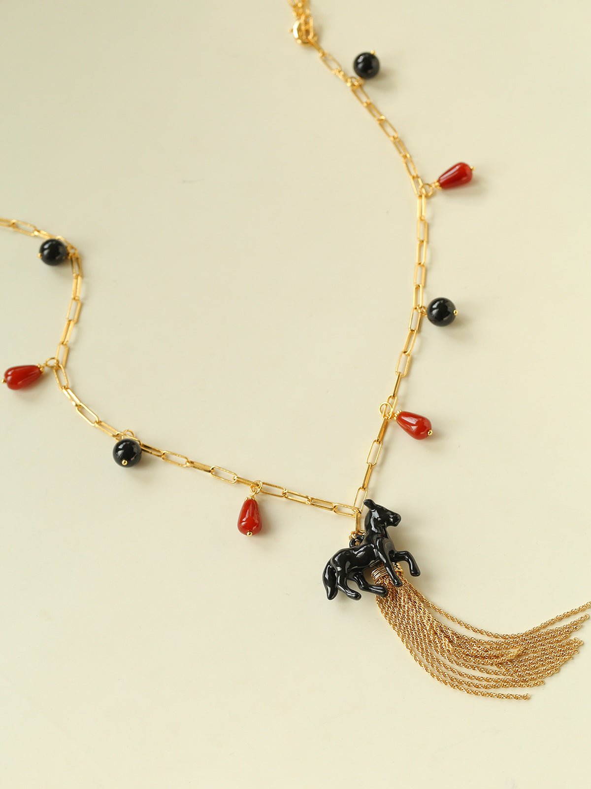 Original Enamel Horse Tassel Back Necklace - floysun