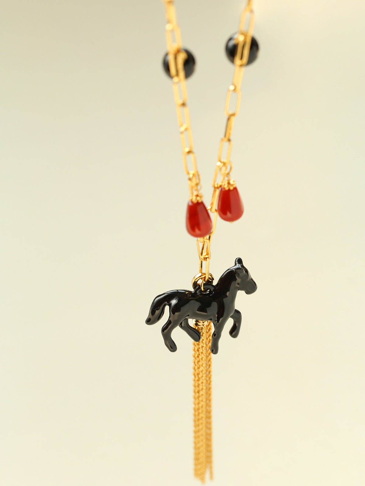 Original Enamel Horse Tassel Back Necklace - floysun