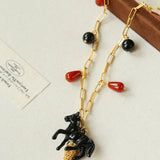 Original Enamel Horse Tassel Back Necklace - floysun