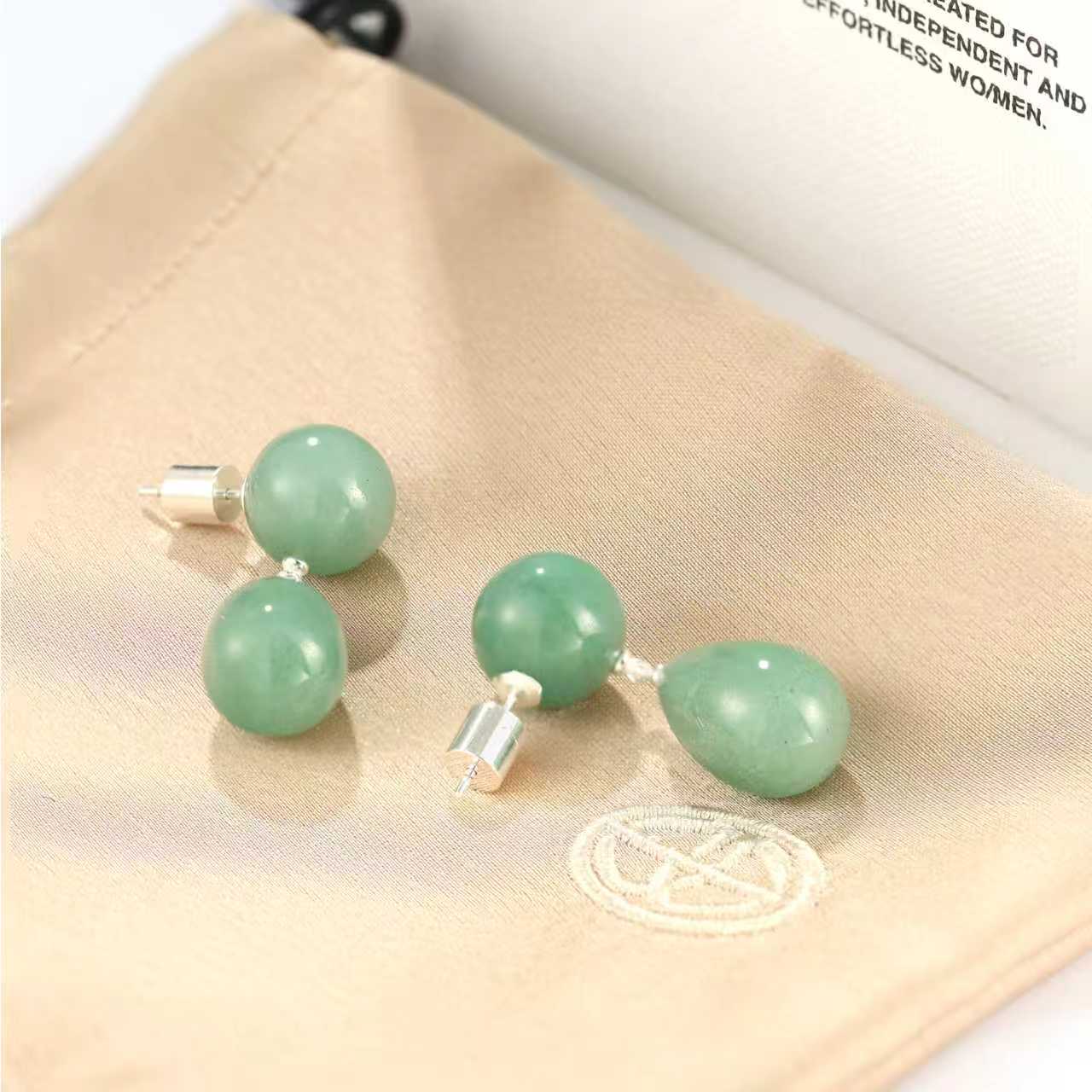 Original Luxury Red Jasper & Green Aventurine Drop Earrings - floysun