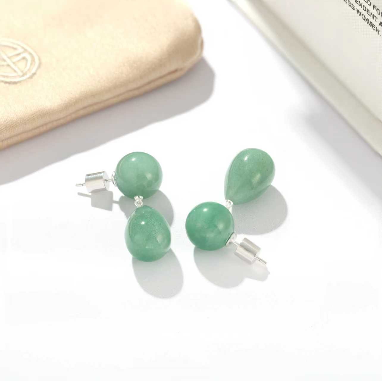 Original Luxury Red Jasper & Green Aventurine Drop Earrings - floysun