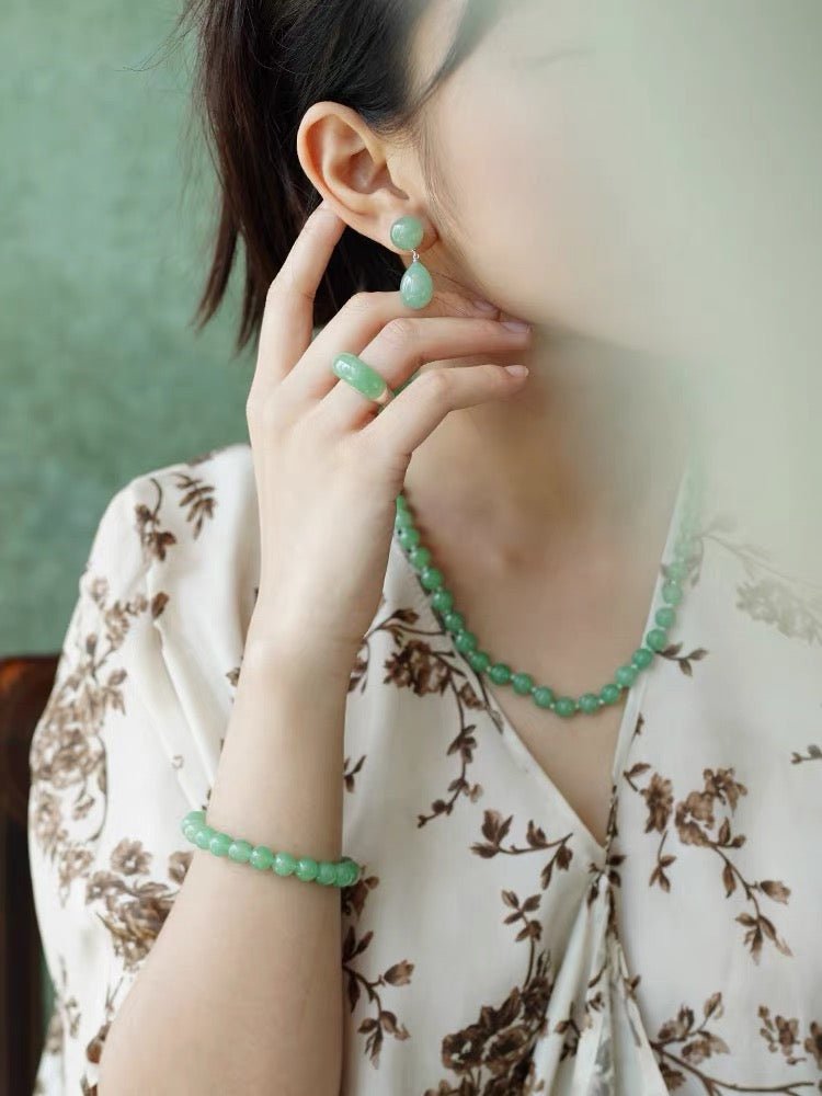 Original Luxury Red Jasper & Green Aventurine Drop Earrings - floysun