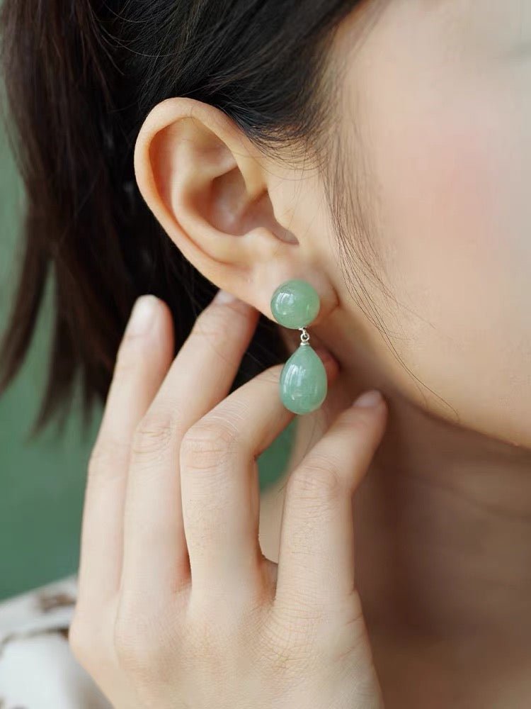 Original Luxury Red Jasper & Green Aventurine Drop Earrings - floysun