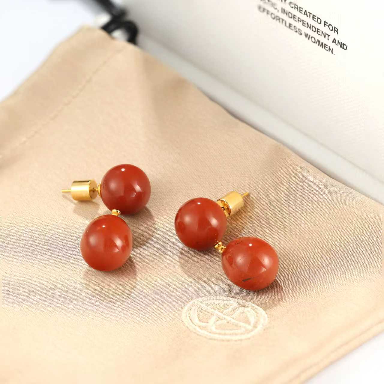 Original Luxury Red Jasper & Green Aventurine Drop Earrings - floysun