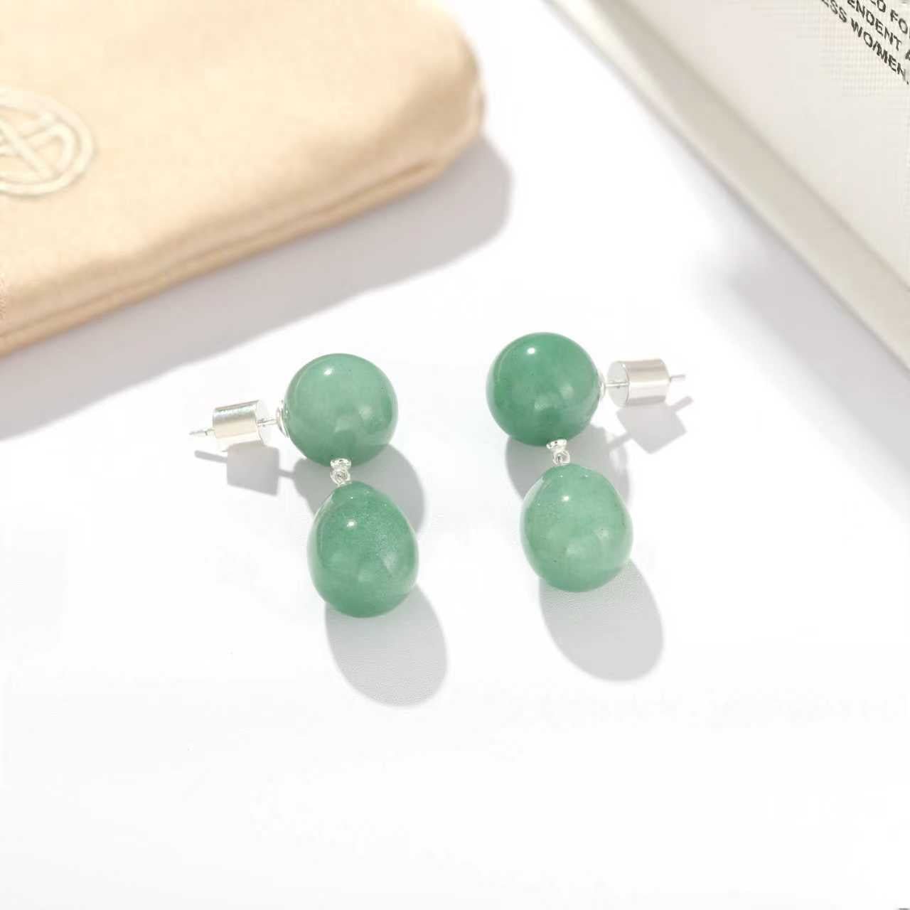 Original Luxury Red Jasper & Green Aventurine Drop Earrings - floysun
