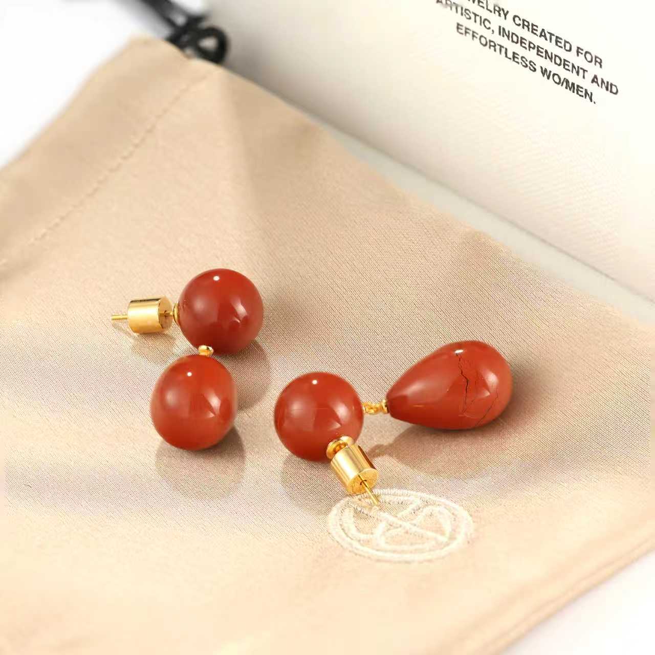 Original Luxury Red Jasper & Green Aventurine Drop Earrings - floysun