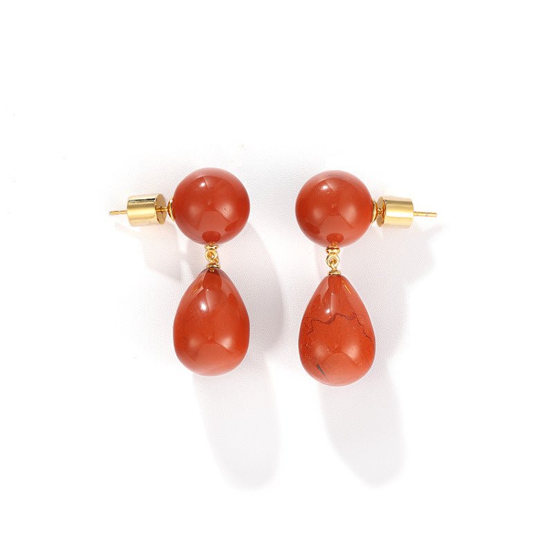 Original Luxury Red Jasper & Green Aventurine Drop Earrings - floysun