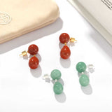 Original Luxury Red Jasper & Green Aventurine Drop Earrings - floysun