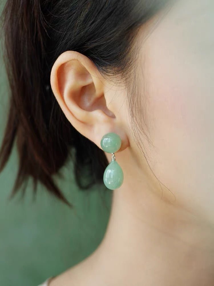 Original Luxury Red Jasper & Green Aventurine Drop Earrings - floysun