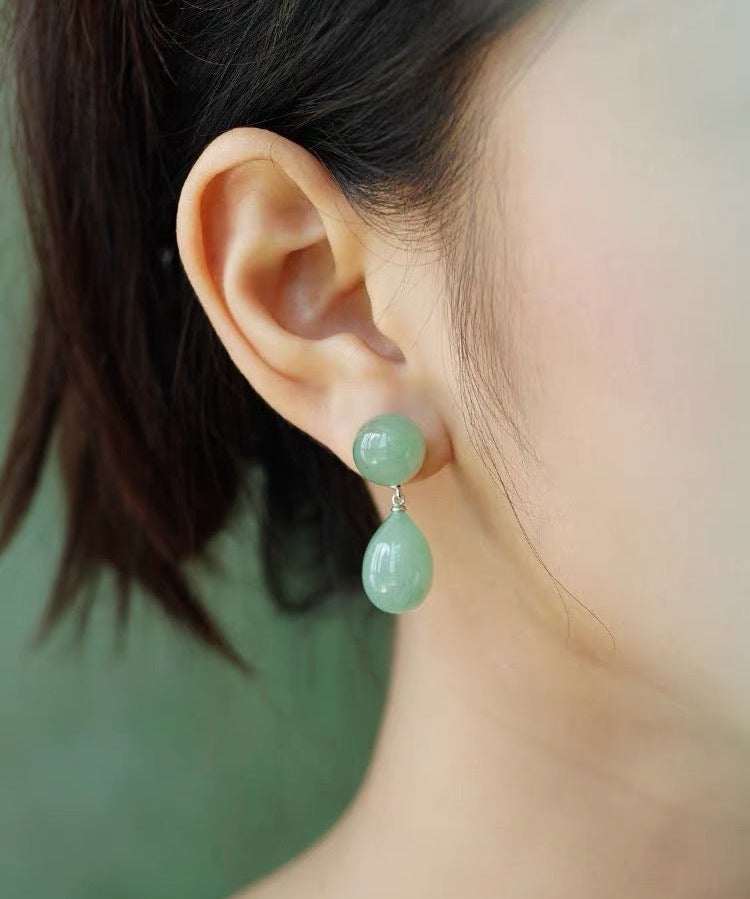 Original Luxury Red Jasper & Green Aventurine Drop Earrings - floysun
