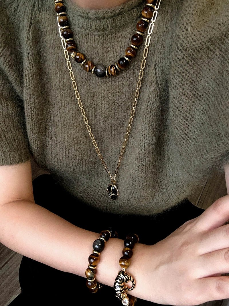 Original Malard Tiger’s Eye Beaded Necklace - floysun