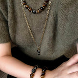 Original Malard Tiger’s Eye Beaded Necklace - floysun